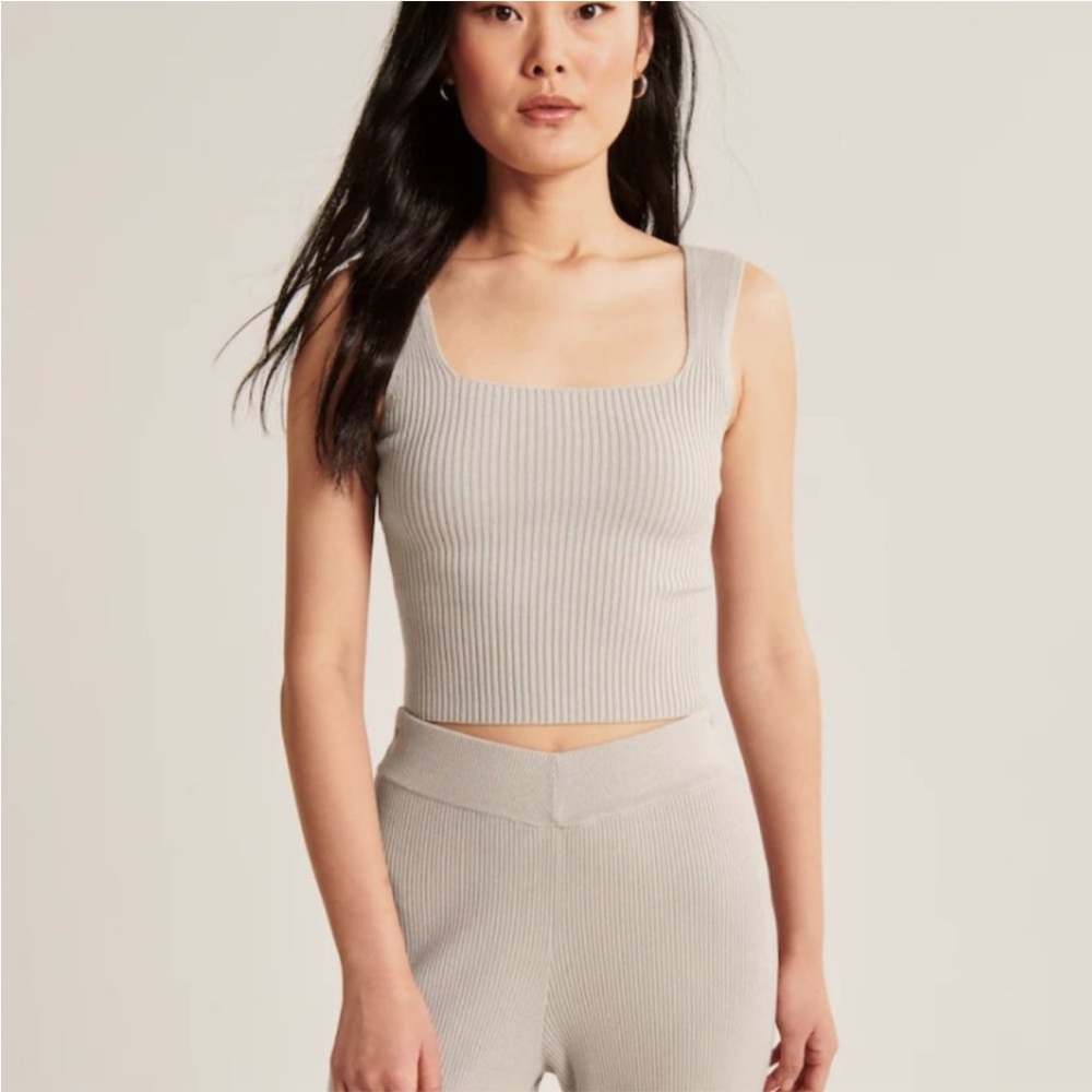 Abercrombie Ribbed Square Neck Crop Top